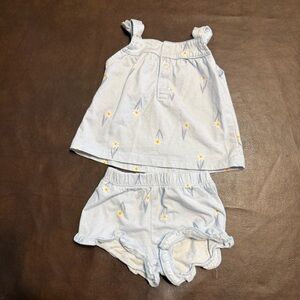 Carter's Light Blue Floral Top and Shorts Set